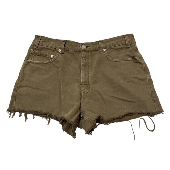 Levi's Other - Vintage Levis 550‎ Denim Shorts Brown DIY Cut Off Jean Size 36 3" Y2K Festival